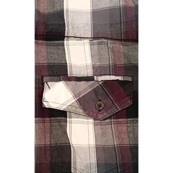 Helix Button Up Shirt Mens Purple Long Sleeve Plaid Size Large Y2k Skater Grunge - Picture 9 of 11